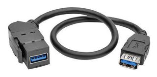 Connecteur USB 3.0 F/F Keystone coudé avec câble