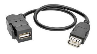 Connecteur USB 2.0 F/F Keystone coudé avec câble