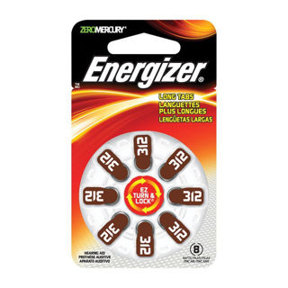 Pile Energizer format 312 en paquet de 8 pour appareil auditif